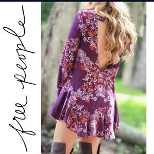Free People Plum and Orange Floral Dress